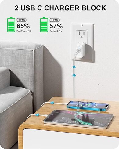 USB C Charger Block, 35W iPhone Fast Charger Dual USB C Port Compact Power Adapter for iPhone 14 Pro/14 Pro Max,13 Pro, iPad, PPS Samsung Galaxy（2 Pack） in Saudi Arabia