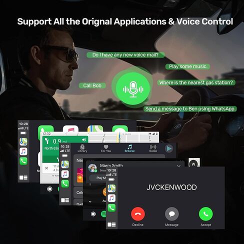 Alxum 2 in 1 Wireless CarPlay Android Auto Adapter - Convert Wired Carplay to Wireless Car Play Android Auto Dongle Switch for Cars with OEM Factory Carplay System, Support iOS 10+ and Android 12+ in Kuwait