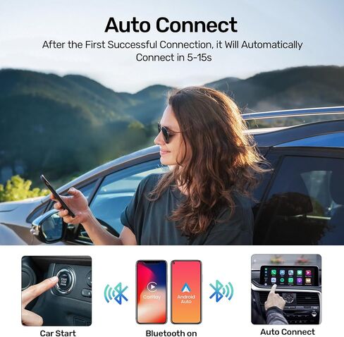 Alxum 2 in 1 Wireless CarPlay Android Auto Adapter - Convert Wired Carplay to Wireless Car Play Android Auto Dongle Switch for Cars with OEM Factory Carplay System, Support iOS 10+ and Android 12+ in Kuwait