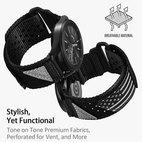 ULTIMAL Band Compatible with Samsung Galaxy Watch 7 6 44mm/ Watch 3/Classic 45mm/ Galaxy Watch 46mm/Gear S3 Frontier/Classic, 22mm Nylon Sports Strap for Men Women (Black, USA Flag) in Saudi Arabia
