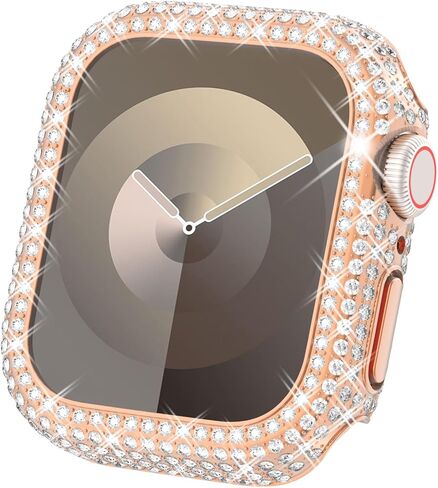 حافظة Surace مقاس 49 ملم متوافقة مع حافظة Apple Watch Ultra، حافظة لامعة مع أكثر من 400 قطعة من الماس الكريستالي وغطاء واقٍ متوافق مع Apple Watch Ultra (49 ملم، فضي) in Saudi Arabia