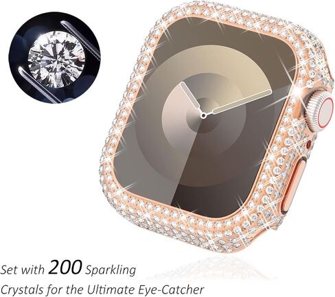 حافظة Surace مقاس 49 ملم متوافقة مع حافظة Apple Watch Ultra، حافظة لامعة مع أكثر من 400 قطعة من الماس الكريستالي وغطاء واقٍ متوافق مع Apple Watch Ultra (49 ملم، فضي) in Saudi Arabia