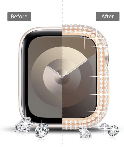 حافظة Surace مقاس 49 ملم متوافقة مع حافظة Apple Watch Ultra، حافظة لامعة مع أكثر من 400 قطعة من الماس الكريستالي وغطاء واقٍ متوافق مع Apple Watch Ultra (49 ملم، فضي) in Saudi Arabia