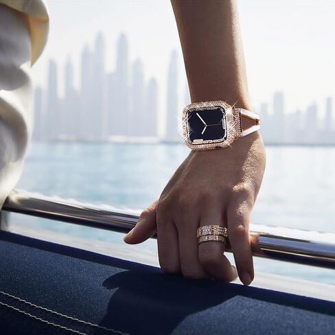 حافظة Surace مقاس 49 ملم متوافقة مع حافظة Apple Watch Ultra، حافظة لامعة مع أكثر من 400 قطعة من الماس الكريستالي وغطاء واقٍ متوافق مع Apple Watch Ultra (49 ملم، فضي) in Saudi Arabia