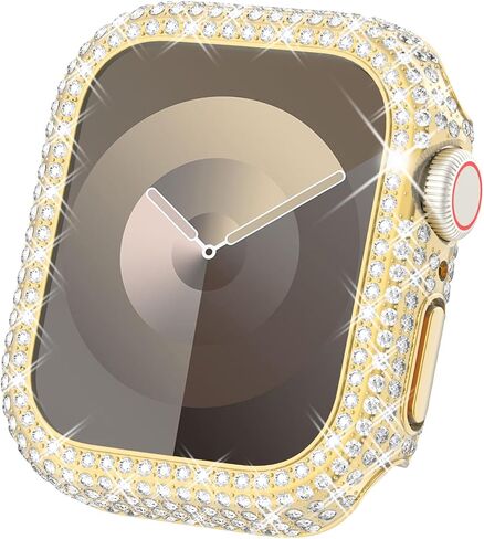حافظة Surace مقاس 49 ملم متوافقة مع حافظة Apple Watch Ultra، حافظة لامعة مع أكثر من 400 قطعة من الماس الكريستالي وغطاء واقٍ متوافق مع Apple Watch Ultra (49 ملم، فضي) in Kuwait