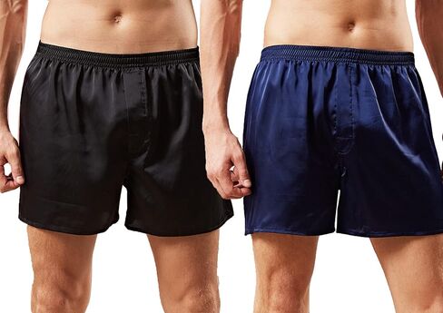 Mobarta Men's Satin Boxers Shorts Satin Pajama Bottom Shorts Underwear Silk Boxers in Saudi Arabia