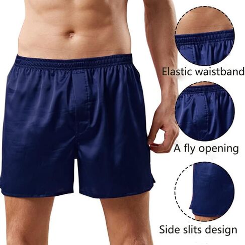 Mobarta Men's Satin Boxers Shorts Satin Pajama Bottom Shorts Underwear Silk Boxers in Saudi Arabia