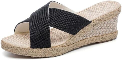 صندل إسبادريل نسائي بكعب عريض منزلق على صندل ذو نعل سميك بحزام متقاطع in Kuwait