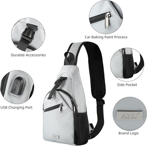 AMJ Crossbody Sling Bag Men Women, Casual Shoulder Backpack, Chest Daypack Satchel for Hiking Travel in Saudi Arabia