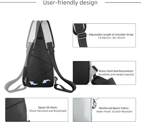 AMJ Crossbody Sling Bag Men Women, Casual Shoulder Backpack, Chest Daypack Satchel for Hiking Travel in Saudi Arabia