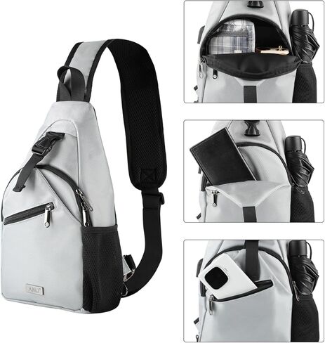 AMJ Crossbody Sling Bag Men Women, Casual Shoulder Backpack, Chest Daypack Satchel for Hiking Travel in Saudi Arabia