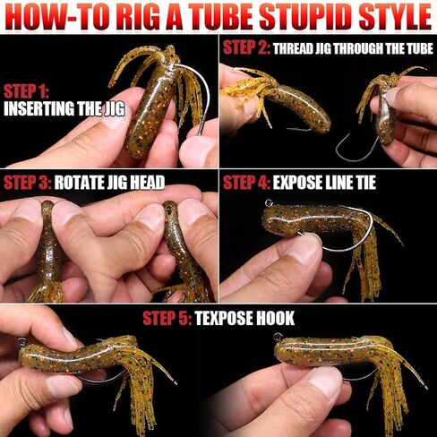 XFISHMAN-Tube-Jig-Heads-for-Bass-Fishing-Tube-Bait-Hooks 1/16oz 1/8oz 3/16oz 1/4oz (12-Pack) in Kuwait