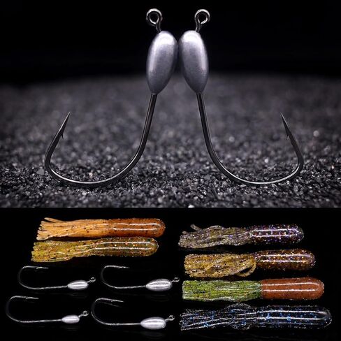 XFISHMAN-Tube-Jig-Heads-for-Bass-Fishing-Tube-Bait-Hooks 1/16oz 1/8oz 3/16oz 1/4oz (12-Pack) in Kuwait