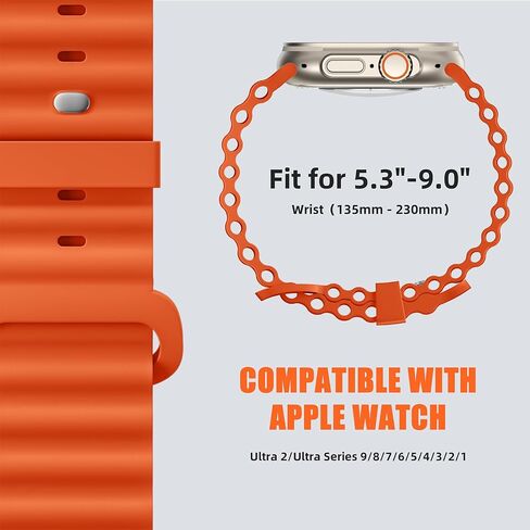 4 عبوات من أحزمة المحيط متوافقة مع Apple Watch Ultra Band 49mm 45mm 44mm 42mm للرجال والنساء، أشرطة سيليكون ناعمة رياضية متينة بديلة للساعة الذكية IWatch Ultra Ultra 2 Series 9 8 7 6 5 4 3 2 SE in Kuwait