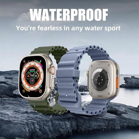4 عبوات من أحزمة المحيط متوافقة مع Apple Watch Ultra Band 49mm 45mm 44mm 42mm للرجال والنساء، أشرطة سيليكون ناعمة رياضية متينة بديلة للساعة الذكية IWatch Ultra Ultra 2 Series 9 8 7 6 5 4 3 2 SE in Kuwait