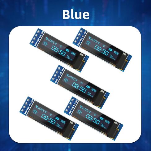 5 Pcs 0.91 Inch I2C OLED Display Module, 128x32 Pixel SSD1306 Luminous OLED Screen Board Compatible with Arduino Raspberry Pi ESP32 (Blue) in Kuwait