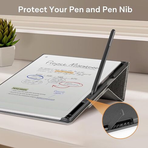 CoBak Case for Remarkable Paper Pro-with Pen Holder, Nib Storage, Ergonomic Design for Enhanced Writing Comfort - The Perfect Choice for Remarkable Paper Pro Case with Pen Holder, Gray in Kuwait