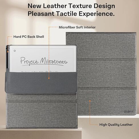 CoBak Case for Remarkable Paper Pro-with Pen Holder, Nib Storage, Ergonomic Design for Enhanced Writing Comfort - The Perfect Choice for Remarkable Paper Pro Case with Pen Holder, Gray in Kuwait