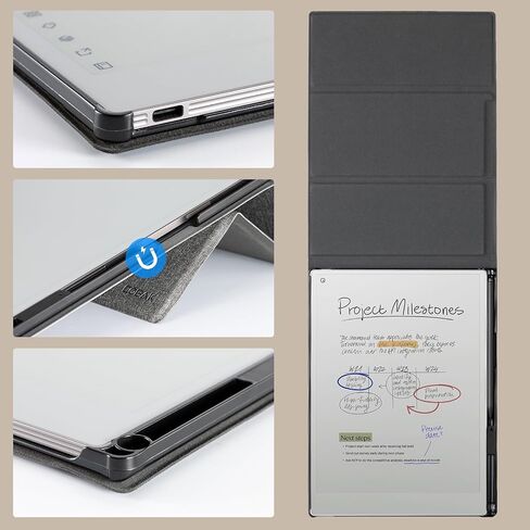 CoBak Case for Remarkable Paper Pro-with Pen Holder, Nib Storage, Ergonomic Design for Enhanced Writing Comfort - The Perfect Choice for Remarkable Paper Pro Case with Pen Holder, Gray in Kuwait