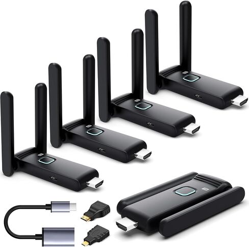 مستقبلات وجهاز إرسال HDMI 2 لاسلكي، ما يصل إلى 6 RXs، بدون تسخين، التوصيل والتشغيل، 2.4/5.8 جيجا هرتز تيار لاسلكي إلى شاشات متعددة، 50 متر/165 قدم، موزع HDMI لاسلكي للتلفزيون/كاميرا DSLR/جهاز العرض/الكمبيوتر المحمول/التبديل in Kuwait