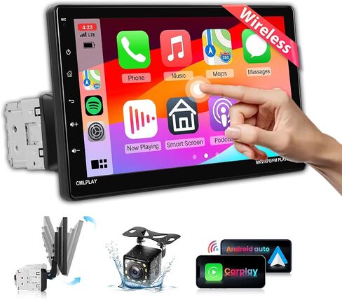 9inch Wireless Carplay Single Din Car Stereo with Android Auto Podofo HD Bluetooth Touchscreen Car Audio Receivers with FM Radio,Mirror Link, SWC, Backup Camera,Aux-in/USB/TF Card Port Backup Camera in Saudi Arabia