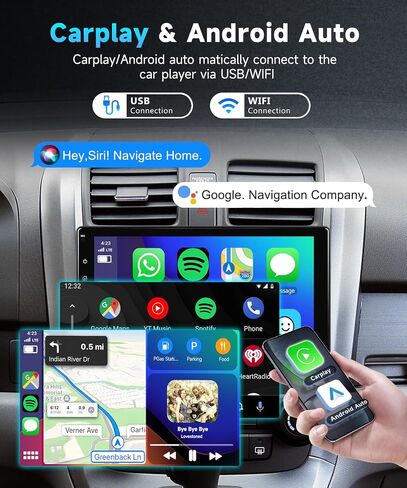9inch Wireless Carplay Single Din Car Stereo with Android Auto Podofo HD Bluetooth Touchscreen Car Audio Receivers with FM Radio,Mirror Link, SWC, Backup Camera,Aux-in/USB/TF Card Port Backup Camera in Saudi Arabia