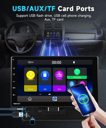 9inch Wireless Carplay Single Din Car Stereo with Android Auto Podofo HD Bluetooth Touchscreen Car Audio Receivers with FM Radio,Mirror Link, SWC, Backup Camera,Aux-in/USB/TF Card Port Backup Camera in Saudi Arabia