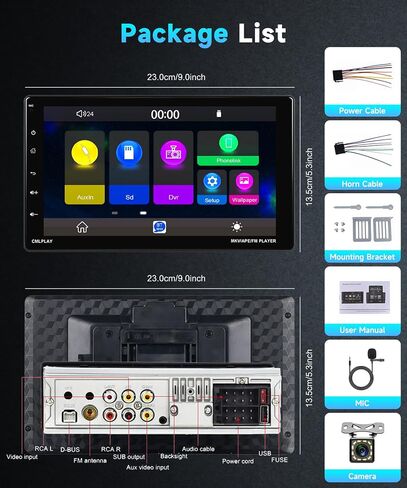 9inch Wireless Carplay Single Din Car Stereo with Android Auto Podofo HD Bluetooth Touchscreen Car Audio Receivers with FM Radio,Mirror Link, SWC, Backup Camera,Aux-in/USB/TF Card Port Backup Camera in Saudi Arabia