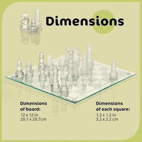 Fine Glass Chess Set Game, Modern Clear Chess Set, Deluxe Chess Set Glass Chess Board Set with Solid Clear & Frosted Chess Glass Pieces | 9.7’’ Crystal Chess Boards Sets, Felt Padding Included in Saudi Arabia