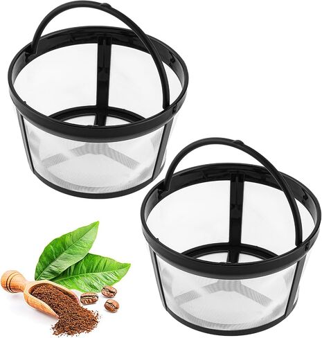 Prasacco 2 Packs Reusable Coffee Filters 4-8 Cup, Coffee Filter Basket Universal Coffee Filter Replacement Safety Nylon Mesh Reusable Coffee Filters for Mr. Coffee Makers and Brewers in Saudi Arabia