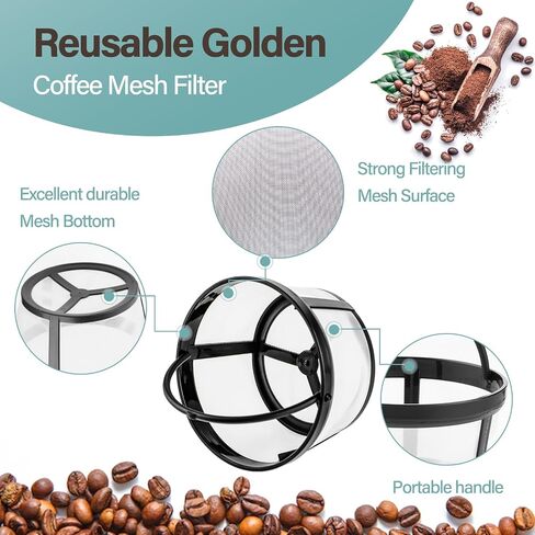 Prasacco 2 Packs Reusable Coffee Filters 4-8 Cup, Coffee Filter Basket Universal Coffee Filter Replacement Safety Nylon Mesh Reusable Coffee Filters for Mr. Coffee Makers and Brewers in Saudi Arabia