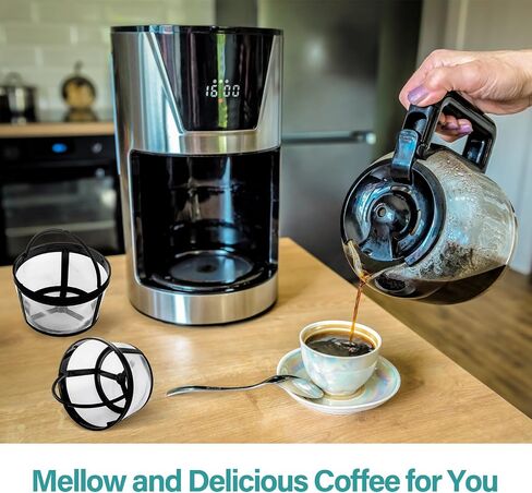 Prasacco 2 Packs Reusable Coffee Filters 4-8 Cup, Coffee Filter Basket Universal Coffee Filter Replacement Safety Nylon Mesh Reusable Coffee Filters for Mr. Coffee Makers and Brewers in Saudi Arabia