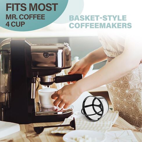 Prasacco 2 Packs Reusable Coffee Filters 4-8 Cup, Coffee Filter Basket Universal Coffee Filter Replacement Safety Nylon Mesh Reusable Coffee Filters for Mr. Coffee Makers and Brewers in Saudi Arabia
