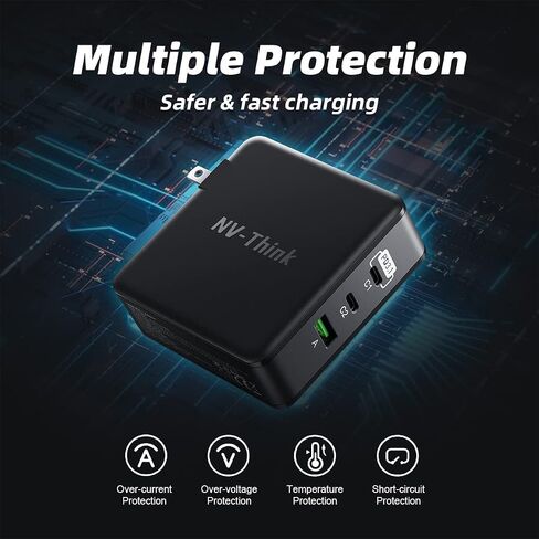 محول طاقة USB-C بقوة 140 واط، شاحن 3 منافذ GaN، شاحن USB C مزدوج 65 واط، شاحن PD مخرج 140 واط/100 واط/65 واط لأجهزة MacBook Pro/Air، Dell XPS، iPhone، iPad، Apple Watch، Nintendo Switch، SteamDeck in Kuwait