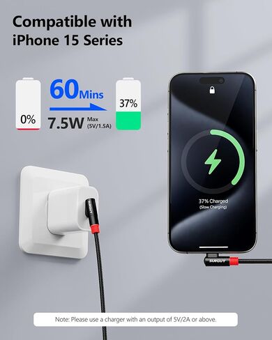 SUNGUY 6 inch/0.15M Right Angle USB C to A Cable 2Pack, 3A Short 90 Degree USB to USBC Fast Charging Data Transfer Cord Nylon Braided for iPhone 17 16 15 Pro/Pro Max/Plus Samsung Galaxy S24/S23, iPad in Saudi Arabia