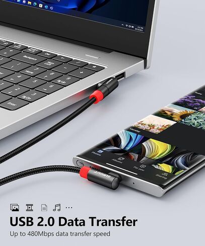 SUNGUY 6 inch/0.15M Right Angle USB C to A Cable 2Pack, 3A Short 90 Degree USB to USBC Fast Charging Data Transfer Cord Nylon Braided for iPhone 17 16 15 Pro/Pro Max/Plus Samsung Galaxy S24/S23, iPad in Saudi Arabia