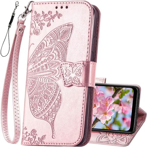 for Galaxy S10 Wallet Case,Women Flip Folio Cover with Butterfly Embossed PU Leather Stand Credit Card Holder Slots Magnetic Detachable Wrist Strap for Samsung Galaxy S10 (2019) (Purple) in Kuwait