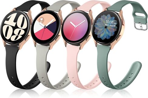 4 Pack Slim Band Compatible with Samsung Galaxy Watch 6 Band/Galaxy Watch 7 Band/Galaxy Watch 5 4 Band, Galaxy Watch 6 4 Classic/5 Pro/Watch 3/Active 2 Band, 20mm Silicone Sport Strap Women Men in Saudi Arabia