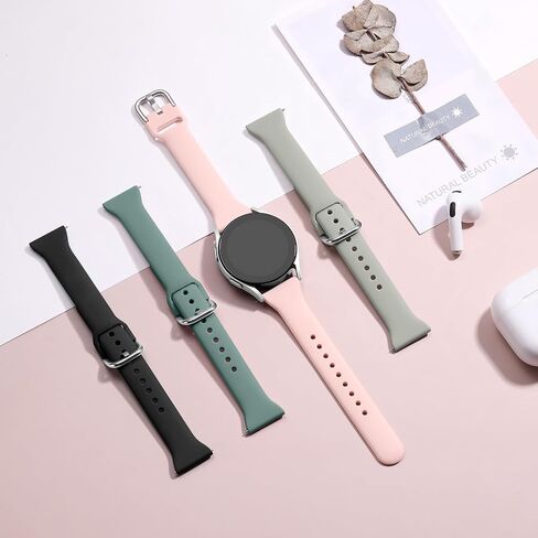 4 Pack Slim Band Compatible with Samsung Galaxy Watch 6 Band/Galaxy Watch 7 Band/Galaxy Watch 5 4 Band, Galaxy Watch 6 4 Classic/5 Pro/Watch 3/Active 2 Band, 20mm Silicone Sport Strap Women Men in Saudi Arabia