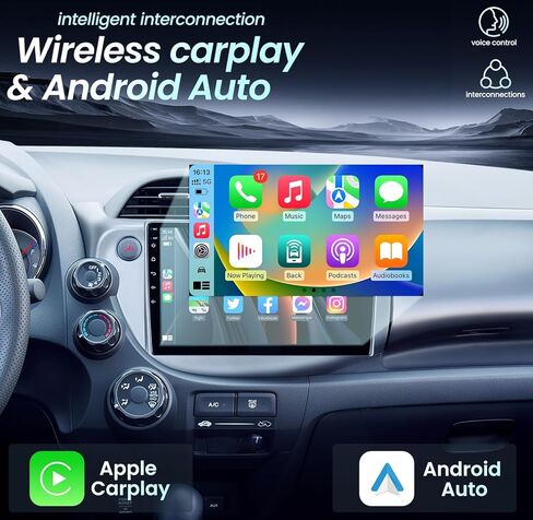 راديو ستيريو للسيارة Honda Fit 2008-2013: 10 بوصات HD 1280x800p تعمل باللمس 2+32G مع CarPlay لاسلكي Android Auto Bluetooth كاميرا احتياطية GPS ملاحة 5G WiFi مرآة رابط MIC DSP صوت FM SWC in Kuwait
