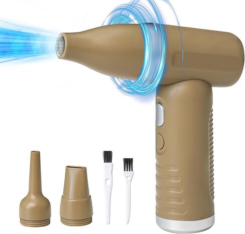 Compressed Air Duster - 3-Phase Brushless Motor, 7.2m/s Super Strong Wind, Multifunctional Jet Fan for Home, Office, Car, and More - Rechargeable and Mini Portable Design (Sandy Yellow) in Saudi Arabia