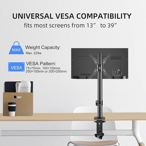 Single Monitor Mount, TV Desk Mount, Single Monitor Desk Mount with VESA Extension Kit from 75×75 to 200×200mm fits 13-39 inch Monitors/Screens, Monitor Arm, Monitor Stand Desk Mount, Vesa Mount in Saudi Arabia