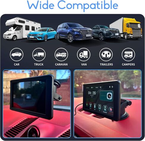 7 Inch HD Apple Carplay & Android Auto Multimedia Player, Portable Car Stereo, Touch Screen Car Play with Backup Camera/Mirror Link/Siri/Bluetooth/Navigation/USB/AUX/FM for All Vehicles in Saudi Arabia