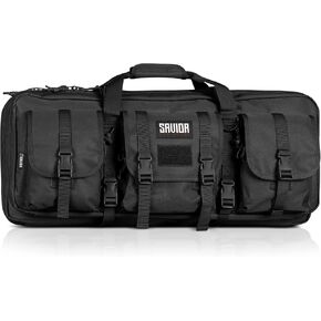 Savior Equipment American Classic Shorty Tactical Double Short Gun Case Pistol Bag, Spacious Front Pockets, Padded Shoulder Strap Included