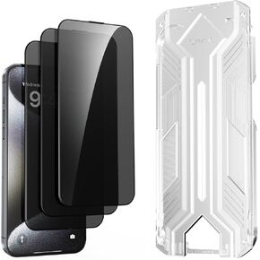 3 Pack for iPhone 15 Pro Max 6.7 inch Tempered Glass Screen Protector, Privacy Protection, Auto Positioning, Bubble Free, Easy Installation, Tempered glass