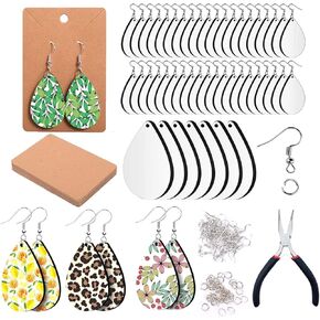136 pcs Sublimation Earring Blanks 30 PCS Earrings with Earring Hooks and Pliers Jewelry Craft Kit for Sublimation Jewelry Making Earring DIY