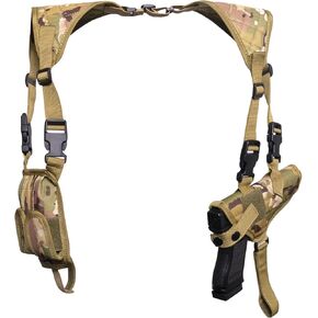 Shoulder Holster for Pistols, Adjustable Vertical Gun Holster with Double Magazine Pouch, Universal Concealed Carry Holster Fits Compact to Large Handguns