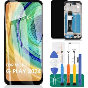 لشاشة استبدال Motorola Moto G Play 2024 LCD لـ Moto G Play 2024 أطقم إصلاح الشاشة لـ Moto G Play Gen 3 شاشة LCD تعمل باللمس مجموعة محول الأرقام مع إطار