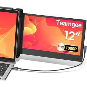 Teamgee Laptop Screen Extender, 12" IPS 1080 FHD Portable Monitor with Built-in Speakers & Kickstand, Compatible with Mac Windows Android Dex Harmony, S1 mini Dual Screen Extender Fits 12"-16" Laptops