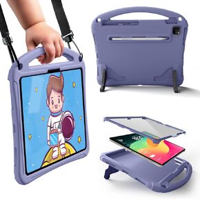 حافظة حماية للأطفال من Bam Bino Space Suit لجهاز iPad Pro 13 M4، M2 iPad Air 13 بوصة | حافظة للأطفال مع واقي شاشة، مقبض، حامل، حامل قلم رصاص، حزام كتف | حافظة آيباد برو مقاس 13 بوصة للأطفال (أزرق) in Kuwait